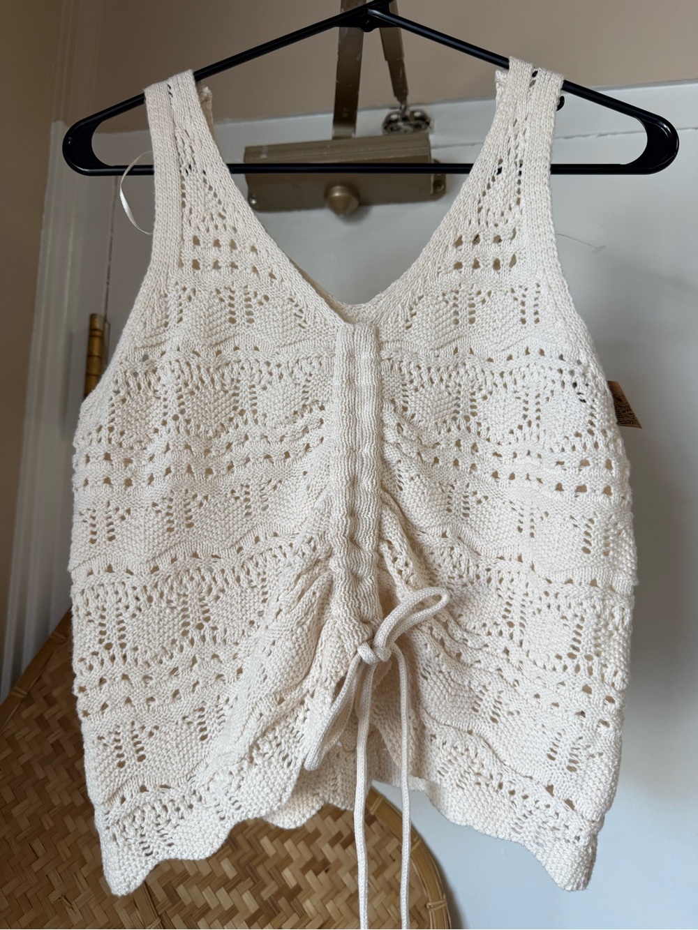 Jessica Simpson Cream Crochet Tie Front Sweater Vest XS NWT
